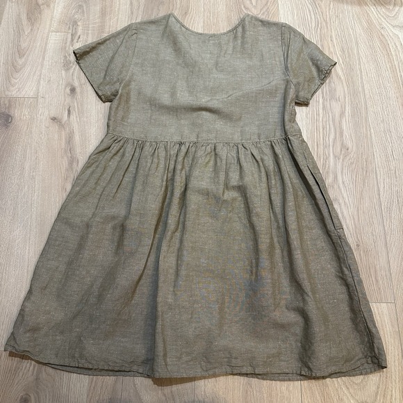 Madewell S Linen Blend Alexandra Button Front Mini Dress Olive Branch AL713 - Picture 13 of 13